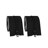 MAYOKEN® 2 Stück Selbstklebender Reißverschluss für Staubschutztür, 220 cm x 7,6 cm, Schwarz, Wasserfester und Rostfreier Reißverschluss für Plastikstaubbarrieren, Gewächshäuser und Bauprojekte