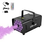 Nebelmaschine, 500W Nebelmaschine, Smoke Machine mit RGB Effekt, Mini Fog Rauchmaschine, 13 Farben 18 LED Licht Fog Rauchmaschine, mit Kabelloser, für Halloween Weihnachten DJ Party