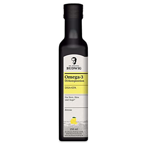 Dr. Budwig Omega-3 DHA + EPA Zitrone - Das Original - Die perfekte Öl-Komposition zur Unterstützung von Herz, Hirn und Auge sowie für besondere Belastungssituationen, 250 ml