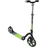 muuwmi Aluminium Scooter Pro – Tretroller, 230/205 mm, ABEC 7, GS-geprüft, höhenverstellbar, XL-Deck, BMX-Lenker, grün