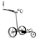 tour made Haicaddy HC7 / HC5 Edelstahl I Golftrolley Elektrisch I kleinstes Packmaß I 27-36 Loch I Bergabfahrbremse I Deutsche Markenqualität (HC5-silver-silver)