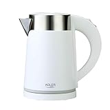 Adler - Kompakter Edelstahl Wasserkocher 0,6 L - Elektrischer Mini Reisewasserkocher Weiß - Kabellos und Schnellkochend - Ideal für Camping und Unterwegs - Intelligenter Kettle für ältere Menschen