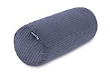 Nackenrolle Cord Grau Nackenkissen Öko-Tex 100 Zertifiziert und 40°C waschbar - Nackenstütz-Kissen mit Bezug, rund für Auto, Flugzeug, auf Reisen oder zum Lesen und Relaxen zu Hause - 15x40 cm