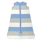 HonestBaby Klassische leichte tragbare Decke aus Bio-Baumwolle, kräftige Streifen, Blaubeere, Größe M, Blaubeere mit kräftigen Streifen