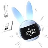 Rainbow Rabbits Alarmlampe – Alarmernte des wiederaufladbaren Lichts, Wecker aus Silikon ruhig | Kreativer LED-Wecker mit drei Alarmmodi, Nachttisch für die Scham
