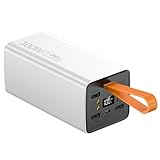 100-W-Schnelllade-Powerbank 60000 MAh, Tragbares Laptop-Ladegerät Mit Bildschirm, 2 Eingängen Und 5 Ausgängen, Externer Akku Mit Hoher Kapazität Und Lichtern Für Reisen Und Camping(Color:weiß)
