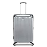 Stratic Stripe Hartschalen-Koffer Trolley Reisekoffer Rollkoffer mit TSA-Schloss 4 Rollen besonders leicht und leise, M, Silver