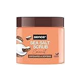 Sence Body Scrub Coconut, Meersalzpeeling Kokosnuss, Vegan mit tropischem Touch, Jojobaöl & Vitamin E, Kokosöl Kosmetik Peeling, Beauty Skincare, Kokosnussöl Natur Körperpeeling, 1 x 500ml