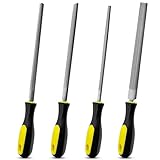 Srpiueov 4 Stück Feilen Set 8 Zoll, 200mm Feilenset Metall, Enthält unter anderem Flachfeile, Rundfeile, Halbrundfeile, Dreikantfeile, Handy Tools for Fine Finishing, für Werkstatt und Heimwerken
