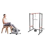 Sunny Health & Fitness Magnetic Under Desk Mini Exercise Cycle Bike, Dual Function + Unisex's LAT Pull Down Attachment for Power Racks and Cages – SF-XFA006, Black, One Size