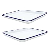 Zerodeko 2 Stück Emaille Backform Rechteckige Backpfanne für Kuchen und Aufläufe Leicht zu Reinigen Multifunktionale Ofenpfanne für Küche und Restaurant