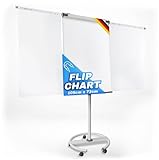 MOB Flipchart Ständer Whiteboard fahrbar mit Rollen Ständer 73x105cm | Höhenverstellbar bis 210cm, Beschreibbar, Trocken abwischbar, magnetisch, Flip Chart mit Magnettafel rollbar & Seitenarmen Shark