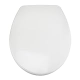 Amazon Basics - Robuster WC-Sitz aus Urea-Material mit Absenkautomatik, leicht abnehmbar,U form, 37 x 42.5 cm, Universalgröße, Weiß