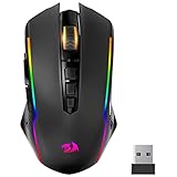 Redragon Gaming Maus Kabellose, RGB Wiederaufladbare Gaming-Maus mit 9 Macro Editing Programmierbare Tasten/8000 DPI, Ergonomische Wireless Gaming Maus, 70Hrs für PC/Mac Gamer