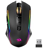 Redragon Gaming Maus Kabellose, RGB Wiederaufladbare Gaming-Maus mit 9 Macro Editing Programmierbare Tasten/8000 DPI, Ergonomische Wireless Gaming Maus, 70Hrs f¨¹r PC/Mac Gamer