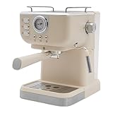 Halbautomatische Kaffeemaschine Mit Milchschaumfunktion, Espressomaschine Für Mokka Latte Cappuccino, Siebträgermaschine Mit Großer Kapazität, Klein Kaffeeautomat Für Hause Büro, Weiß