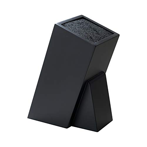 Mack Universal Messerblock im schlichten Holzdesign schwarz lackiert, mit herausnehmbarem Kunststoffeinsatz (Schwarz)