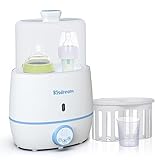 Flaschenwärmer Baby, 6-in-1 Doppel Sterilisator für Babyflaschen und Babykostwärmer, Warmhaltung, Genaue Temperaturregelung, geeignet für alle Babyflaschen, LCD-Display, 1678-12(Hellblau)