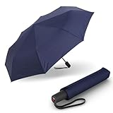 Knirps Regenschirm I.200 Medium Duomatic in Navy mit Schirmtasche I kleiner Taschenschirm mit Drucktaste I Regenschirm automatisch & kompakt I Taschenregenschirm leicht & sturmfest