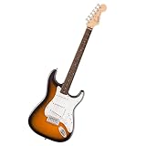 Squier by Fender Debut Collection Stratocaster E-Gitarre, Laurel-Griffbrett, Weißes Schlagbrett, 2-Farb-Sunburst