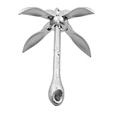 ZONADAH Bootsanker, Universal-Bootsanker, Kohlenstoffstahl, klappbarer Enterhaken, Kajak, verzinkter Stahlanker, Klappanker, Kohlenstoffstahl, 3,2 kg, für Boot für Schiff