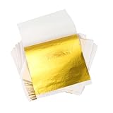 Happy Muse 200 Blatt Blattgold Papier, 24 Karat Essbares Blattgold, Gold Folienblätter für Lebensmittel, Kuchen, Nägel, Bastelarbeiten, Dekorationen (8,5 X 7,8 cm)