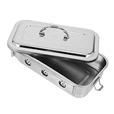 CALLARON Kasten Zahnsterilisationsbox Spender Für Zahnstocherhalter Edelstahlschale Mit Deckel Metallschale Mit Deckel Edelstahlschalen Für Lebensmittel Tücherhalter Edelstahl 304 Silver