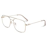 LINVO Brille Ohne Sehstärke für Herren Damen Klassische Metallgestell Brillenfassung Vintage Pilotenbrille Fake Brille