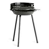 LANDMANN Holzkohle-Rundgrill | Mobiler Holzkohlegrill | Ideal für 2 bis 3 Personen geeignet | Durchmesser ca. Ø 27 cm | Praktischer Windschutz | Sicherer Stand dank 3 stabiler Beine [Schwarz]