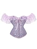 Felcia Korsett für Damen, lang, Vintage, viktorianisch, Retro, Korsett aus Spitze, B-lila, 36