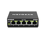 Netgear GS305E Managed Switch 5 Port Gigabit Ethernet LAN Switch Plus (Plug-and-Play, Netzwerk Switch Managed, IGMP Snooping, QoS, VLAN, lüfterlos, robustes Metallgehäuse), Schwarz