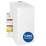 Exquisit Toplader Waschmaschine, 7,5kg Füllmenge, Waschmaschine schmal, Energieklasse A, 1200 U/Min, Startzeitvorwahl, Kurzprogramm, LTO51207-030A weiss