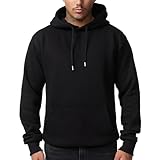 Smith & Solo Herren Kapuzenpullover – Sweatshirt Pullover Rundhals – Langarm – Slim – Fit – Training – Hoodie – Pulli – Hochwertige Baumwollmischung Männer, Schwarz-kapuze, L