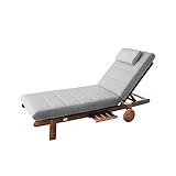 PillowPrim Gartenmöbel Matratze, für Liege, Sonnenliegen, Balkon, Outdoor, Liegenauflage, Polster, Sofa, Sitzkissen, Aschgrau, 204x60 cm