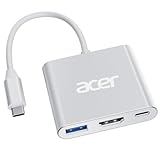 Acer USB-C Multiport Adapter mit 4K HDMI, 3-in-1 Hub mit PD 100W-Ladefunktion, USB 3.0, USB-C hdmi Adapter kompatibel mit MacBook Pro/Air, iPad Pro/Air, iPhone 15, Tablets, Switch und mehr – Silber