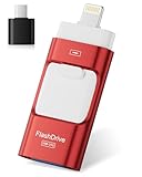 ROSPE USB Stick 256 GB für iPhone, 4-in-1 Flash-Laufwerk für iOS/OTG Android/PC, MFi-zertifizierter Lightning Speicherstick Kompatibel mit iPhone 5 bis 16, USB 3.0 High-Speed Memory Stick, Rot