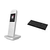 Telekom Speedphone 12 Weiß Kabelloses Telefon & Logitech K280e Pro Kabelgebundene Business Tastatur für Windows