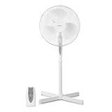 MEDION Standventilator mit Fernbedienung, drei Geschwindigkeitsstufen, 45 Watt Leistung, 36 cm, Schwenkfunktion, Oszillation, verstellbare Höhe, MD18795, weiß