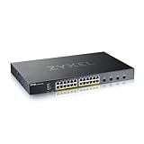 Zyxel 24-Port Gigabit Ethernet Smart Managed PoE+ Switch | 375 Watt Budget | 4 x 10G SFP+ Slots | Hybrid Cloud Mode [XGS1935-28HP]