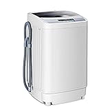 RELAX4LIFE 4,5 kg Vollautomatische Waschmaschine, Waschvollautomat mit Pump & Schleuder, Toplader Miniwaschmaschine mit LED-Display & 10 Programmauswahl, 310W/240W, 50 x 50 x 85 cm, Grau