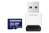 Samsung PRO Plus microSD Speicherkarte (MB-MD256KB/WW), 256 GB, UHS-I U3, Full HD & 4K UHD, 160 MB/s Lesen, 120 MB/s Schreiben, für Smartphone, Drohne oder Action-Cam, inkl. USB-Kartenleser