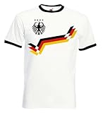 Herren T-Shirt Deutschland Retro Trikot Fußball - Weiß L