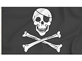 Storm&Lighthouse Schwarz Piraten flagge mit der Totenkopf, 150 x 90 cm, mit Metalösen Jolly Roger Schädel Fahne für Piraten Party Dekorationen