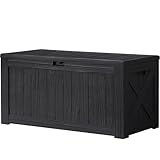 Devoko 120 Gallonen Deck Box Harz Outdoor Aufbewahrungsbox Wasserdicht Groß (Schwarz)