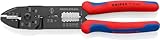 KNIPEX Crimpzange, 0,5-6,0 mm², für Kabelschuhe und Flachsteckverbinder, mit Abisolier- und Scheidfunktion, Presszange, Kabelschuhzange, 97 22 240