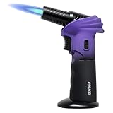 CoYLBod Flambierbrenner, Butan-Taschenlampe, Bunsenbrenner mit 0–90° Drehwinkel, nachfüllbare Küchenlampe mit Sicherheitsverschluss, einstellbare Flamme zum Löten (Lila und Schwarz)