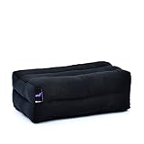 Leewadee Meditationskissen Yoga Block Zubehör Klotz Kissen Ökologisches Naturprodukt Thaikissen Nackenkissen, Kapok, 35 x 18 x 12 cm, Schwarz