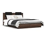 Juroupi Bettgestell mit Kopfteil Bed Frame Kopfteil Bett Betten Bettrahmen Bettgestell Braun Eichen-Optik 140x200 cm