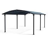 Palram Arcadia 6400 Carport Aluminium & Verzinkter Stahl 6,5x3,5 m, Überdachung, Autogarage, Autounterstand, Einfache Montage, Carport Bausatz, 10 Jahre Garantie, Anthrazit Inkl. Regenrinne