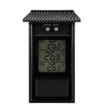 ALLOMN Gewächshaus Thermometer, Wasserdicht Digital Max Meine Gewächshaus Thermometer-Monitor 0,1 ° C Auflösung, -20-50 ° C Temperaturbereich, Wandmontage Batteriebetrieben (Schwarz)
